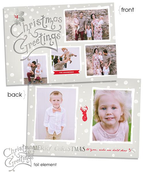 Silver Bells 7x5 Christmas Greetings FOIL PRESS Card